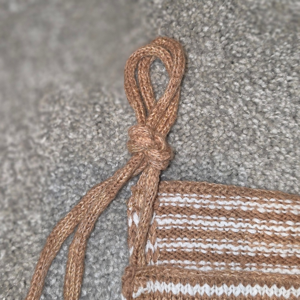 Free People Striped Knit Tank Top Tan White Tie Shoulder Sleeveless Small - Picture 4 of 7